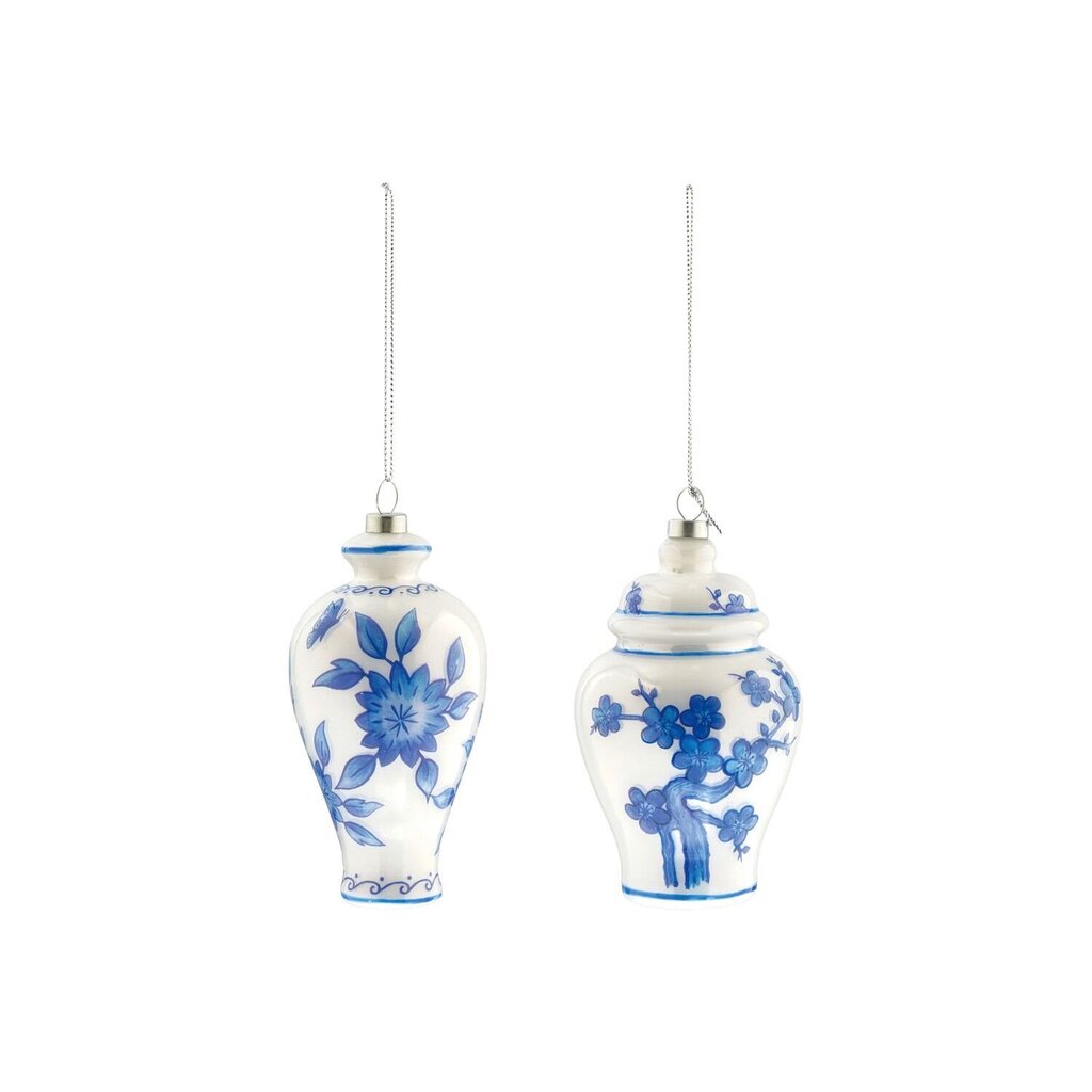 Blue + White Glass Ginger Jar Ornament