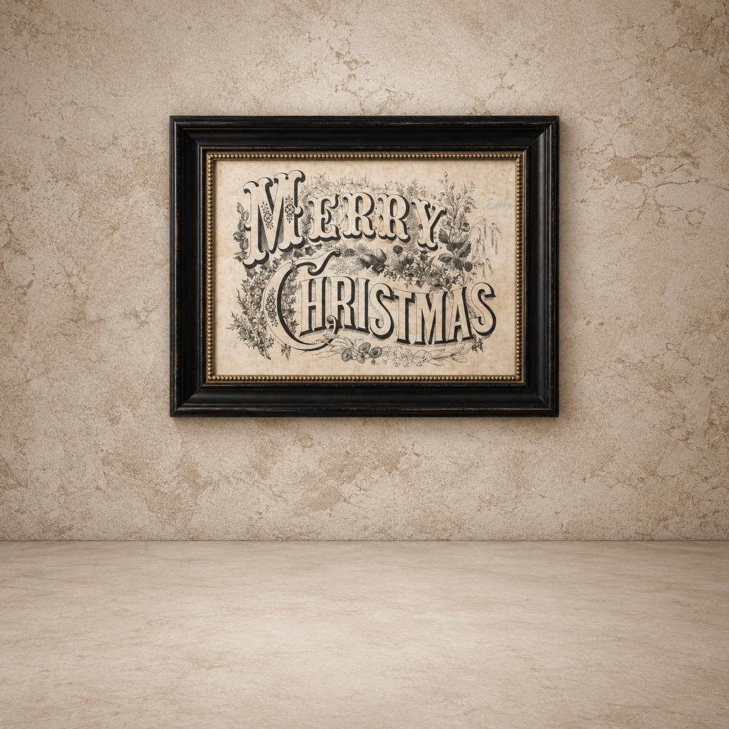 Framed Vintage Merry Christmas Sign