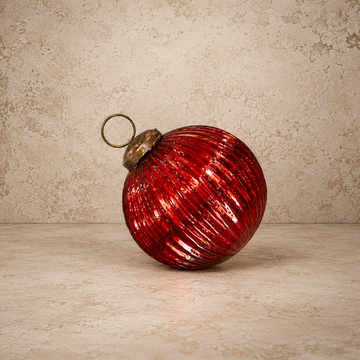 Red Ribbed Kugel Ornament - 3"
