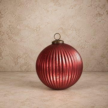 Dark Red Ribbed Kugel Ornament