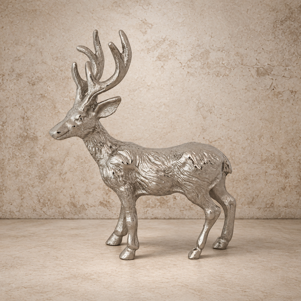 Silver Cast Aluminum Deer