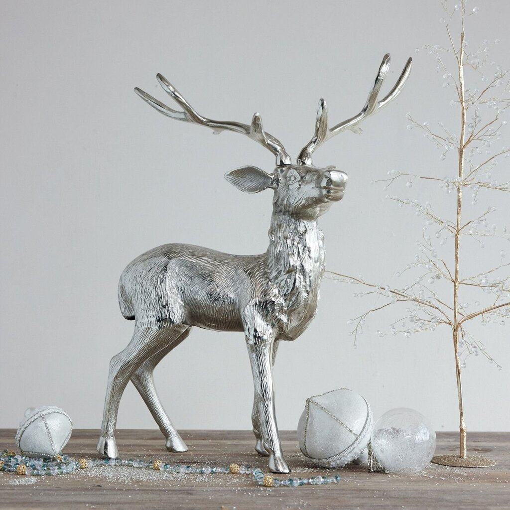 Silver Cast Aluminum Deer