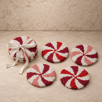 Set of Four Tufted Candy Striped Coasters