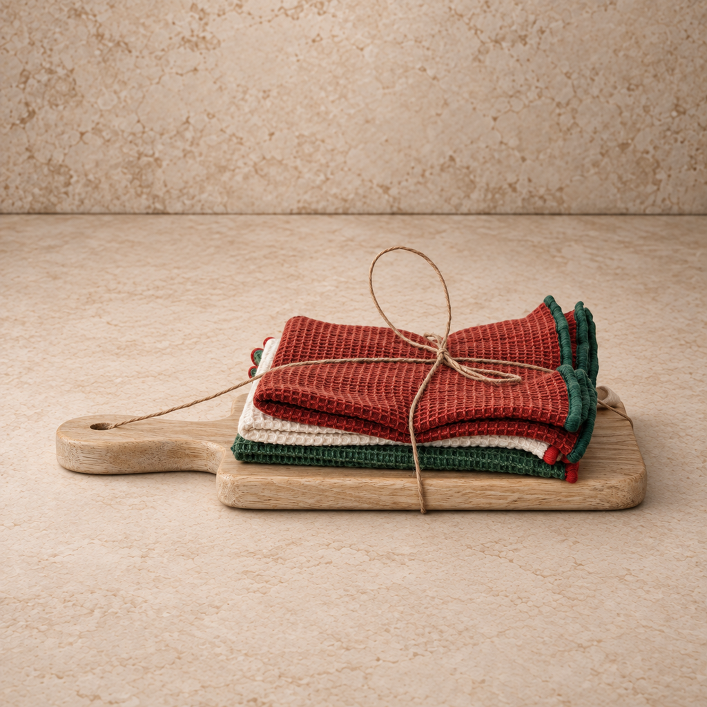Cheese Serving Board w/ Three Dish Cloths