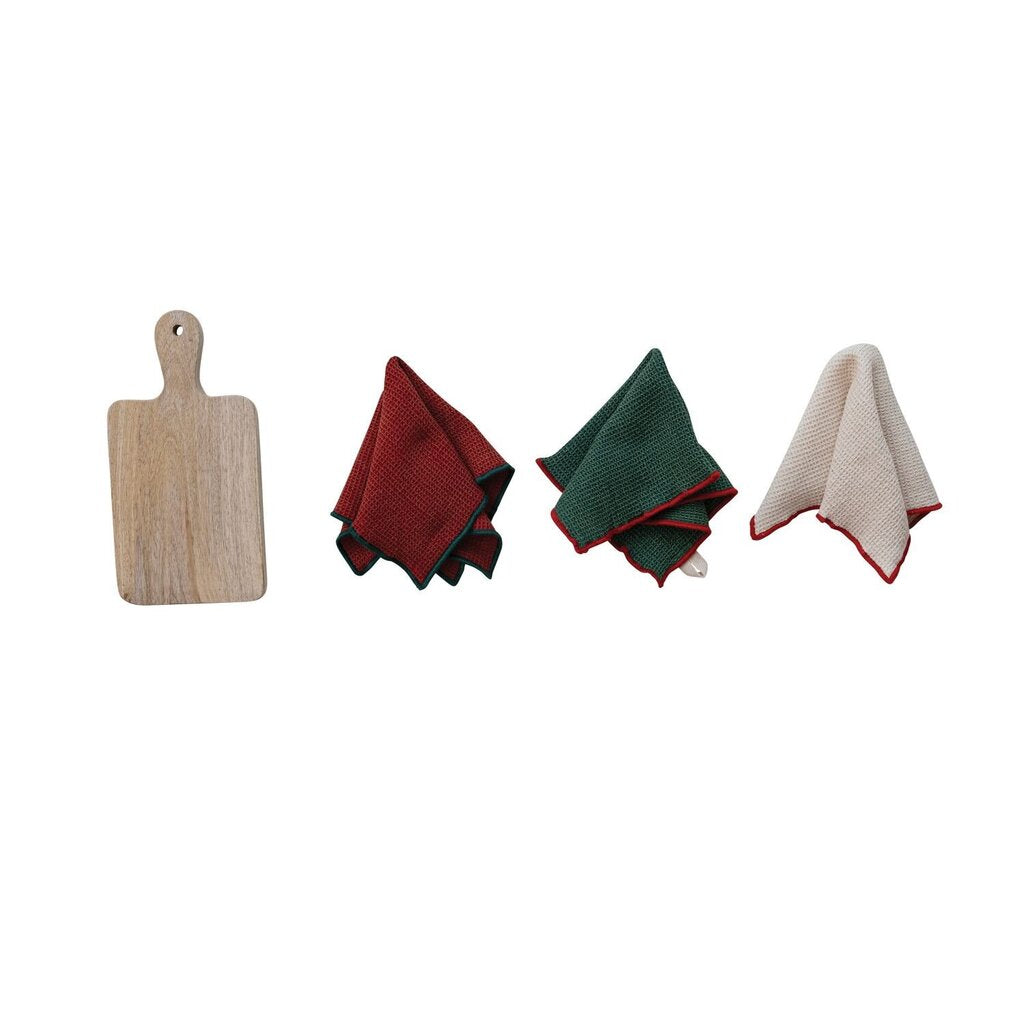 Cheese Serving Board w/ Three Dish Cloths