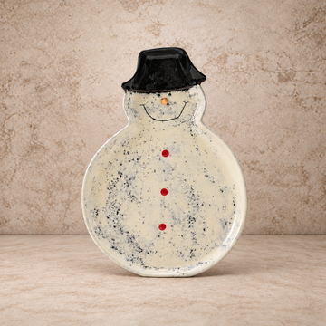 Hand Painted Ceramic Snowman Shaped Plate