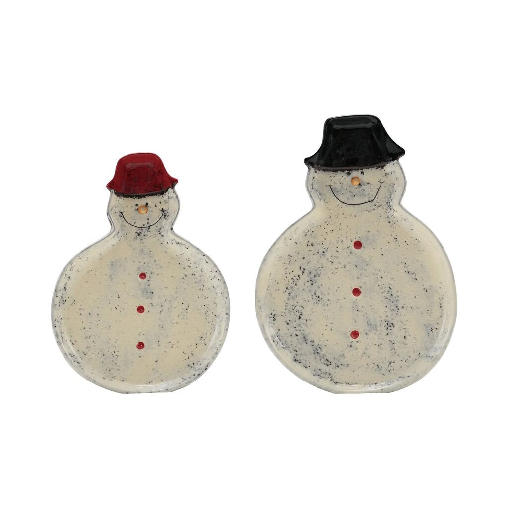 Hand Painted Ceramic Snowman Shaped Plate