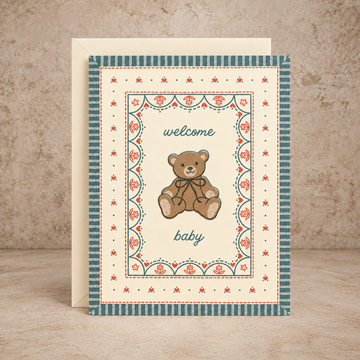 Welcome Baby Teddy Bear Card