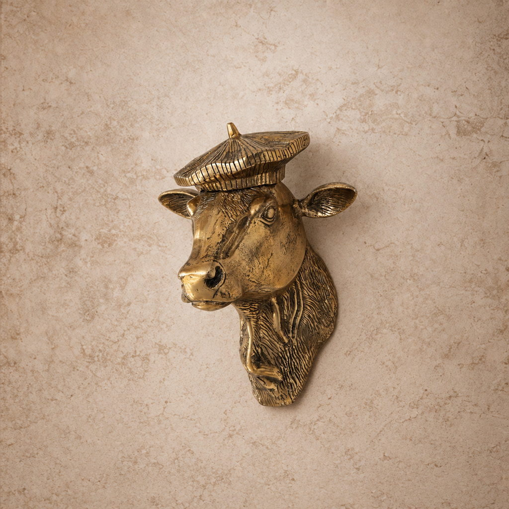 Aluminum Cow Head + Beret