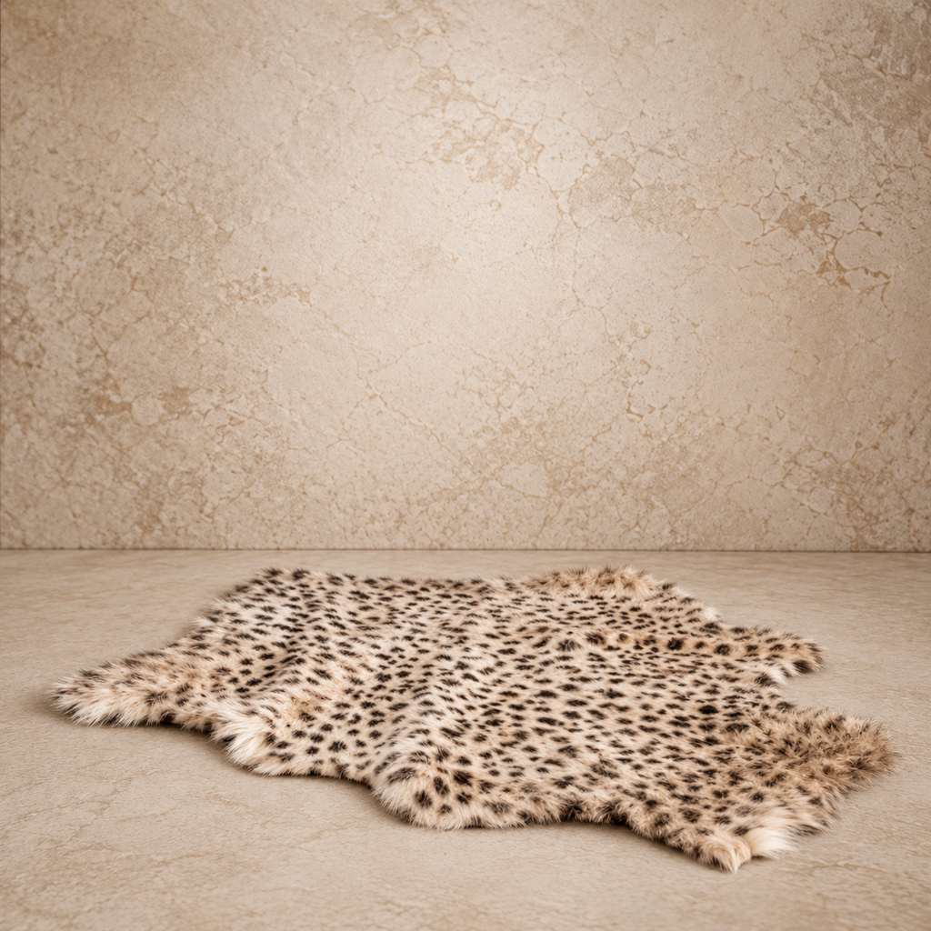 Awesome Goat Fur Rug w/ Leopard Print