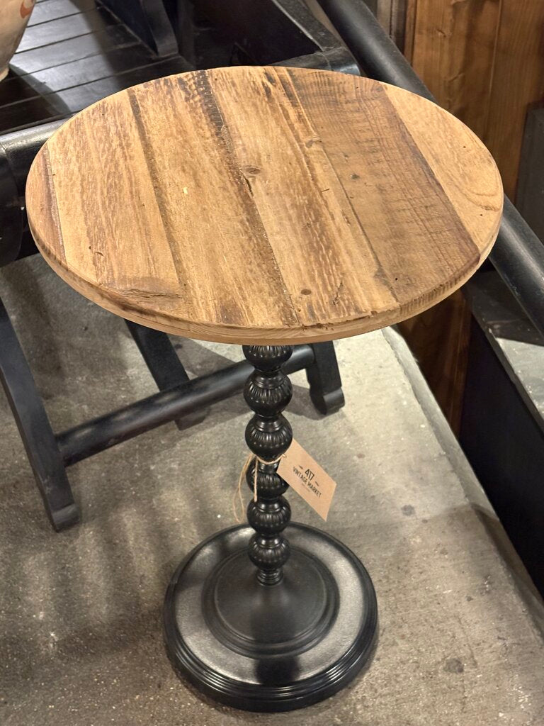 Beautiful Wood + Iron Round Side Table