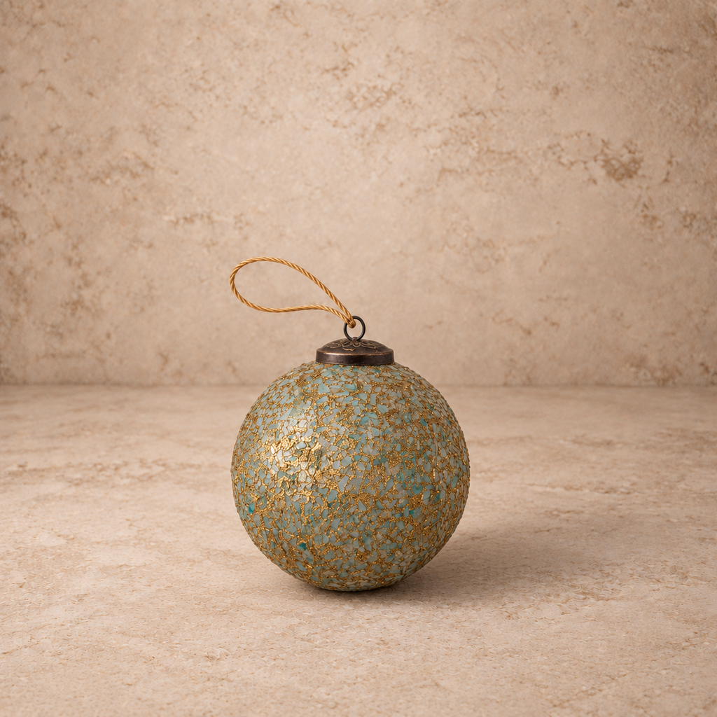 Glass Ball Ornament with Mica Flakes