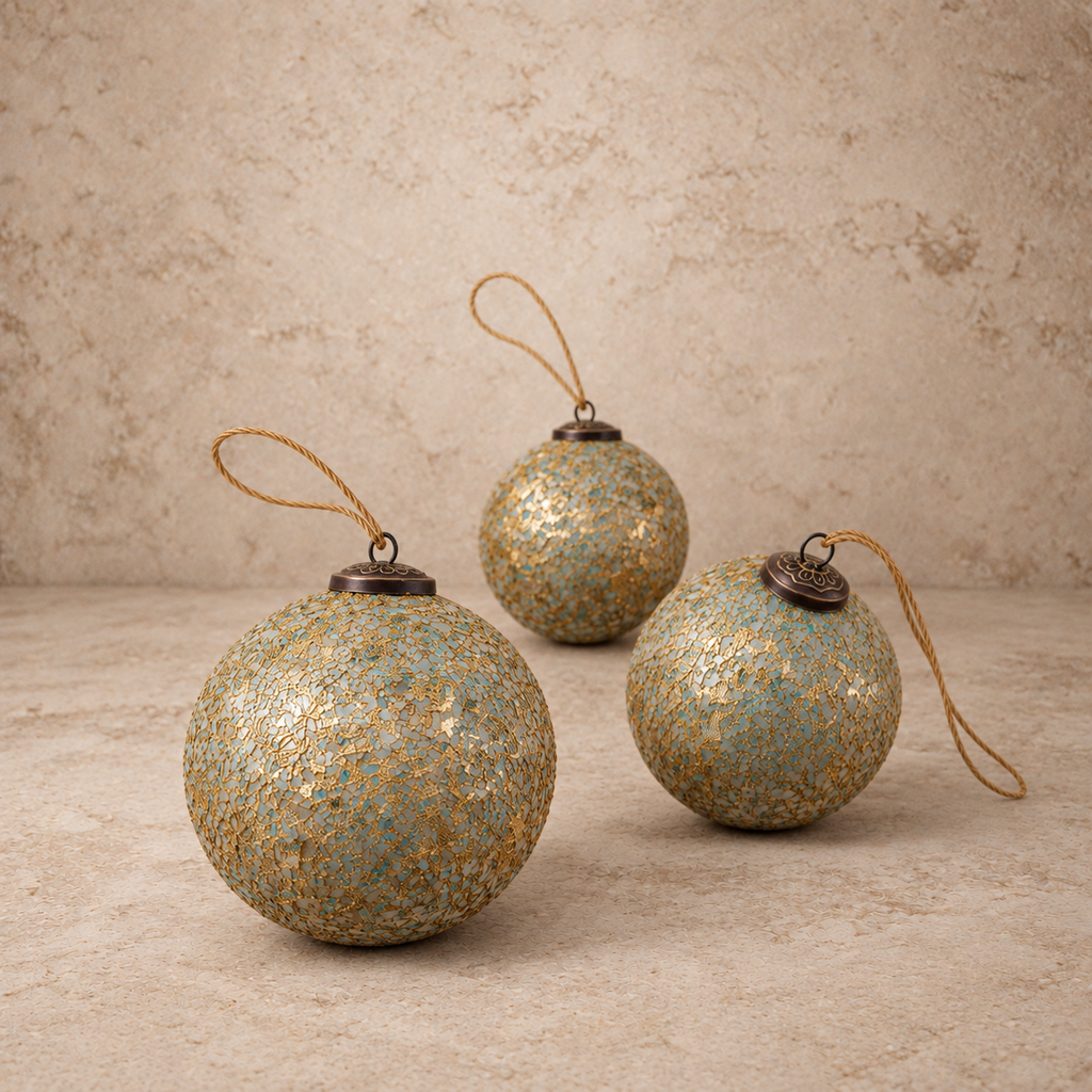 Glass Ball Ornament with Mica Flakes