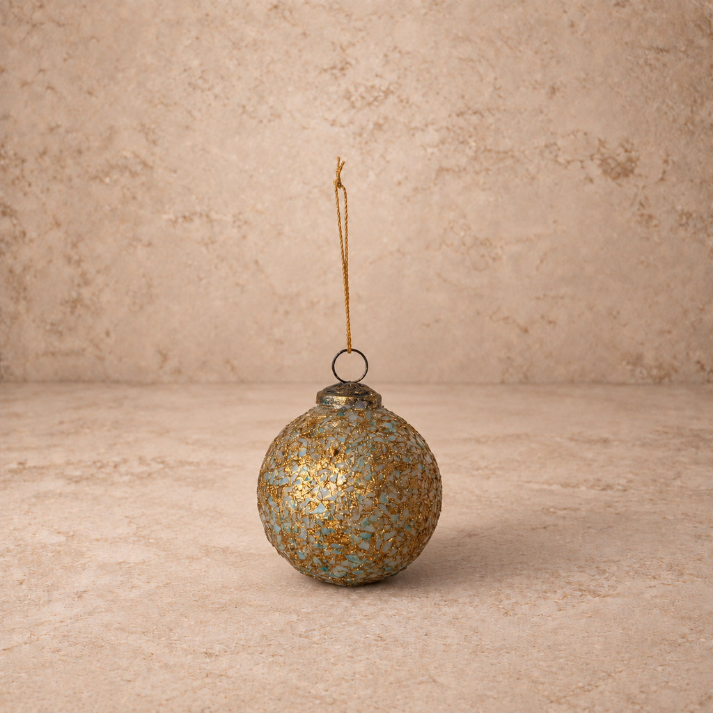 Glass Ball Ornament with Mica Flakes