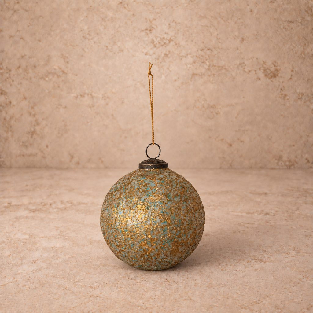 Glass Ball Ornament with Mica Flakes