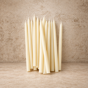Unscented Ivory Thin Taper Candles in Box (Set of 24)