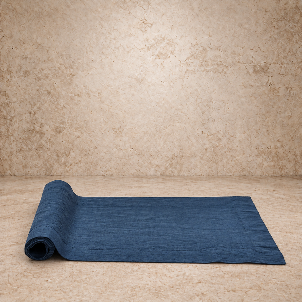 Blue Cotton Slub Table Runner
