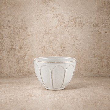 White Stoneware Ribbed Bowl