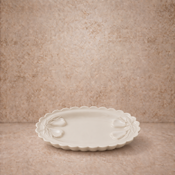 Scalloped Platter with Embossed Pears