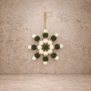 Fabric Pom Pom Snowflake Ornament