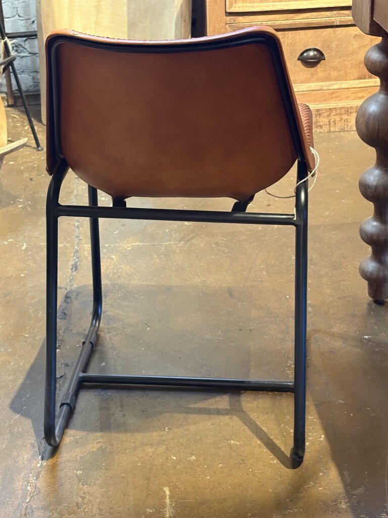 Orange Leather Whipstitch Chair