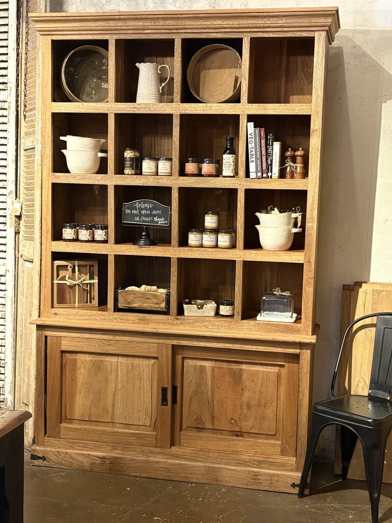 Beautiful Cubby + Cabinet Display with a Sliding Door
