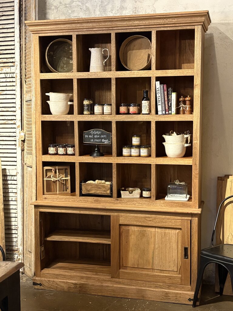 Beautiful Cubby + Cabinet Display with a Sliding Door