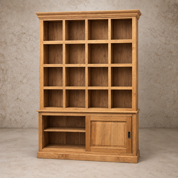 Beautiful Cubby + Cabinet Display with a Sliding Door