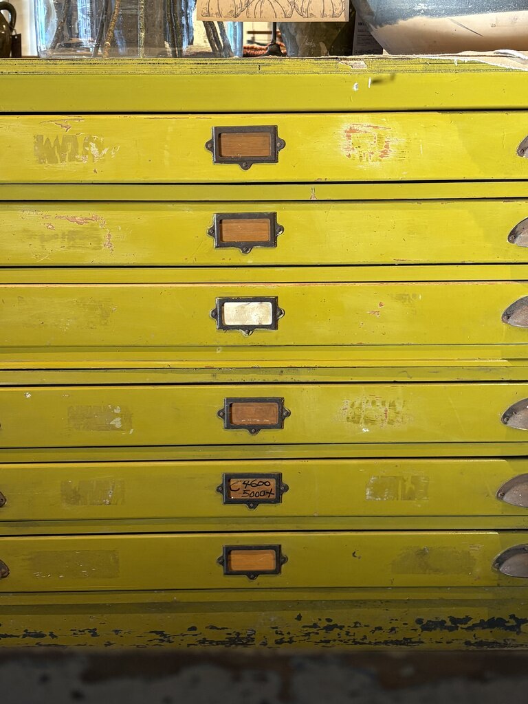Green Painted Two Piece Map Cabinet