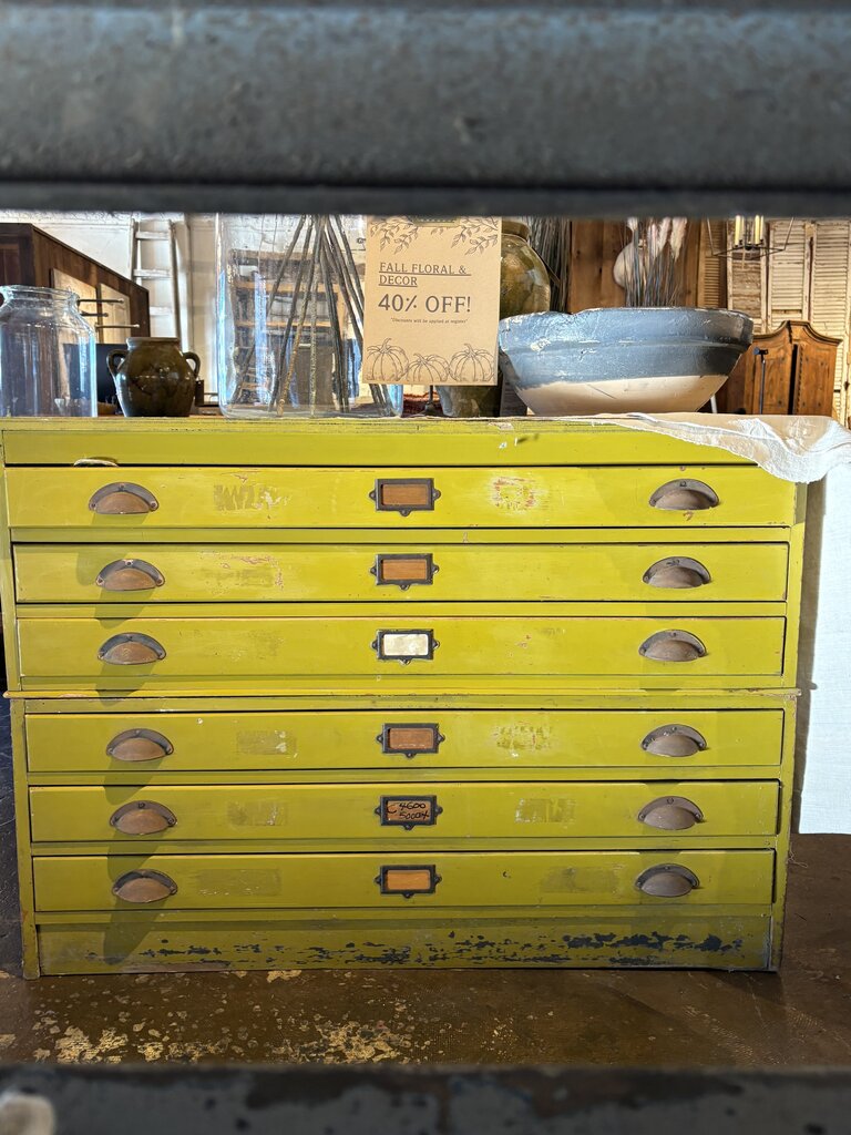 Green Painted Two Piece Map Cabinet