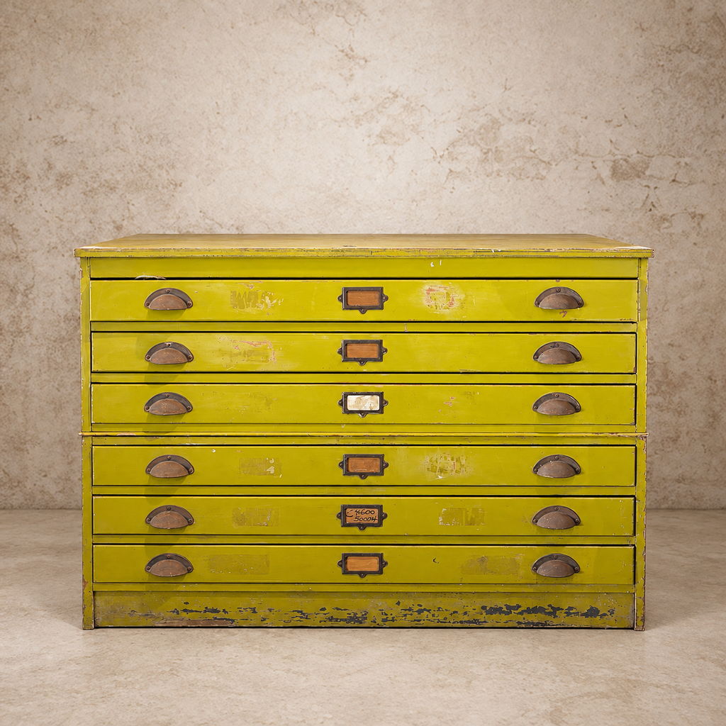 Green Painted Two Piece Map Cabinet