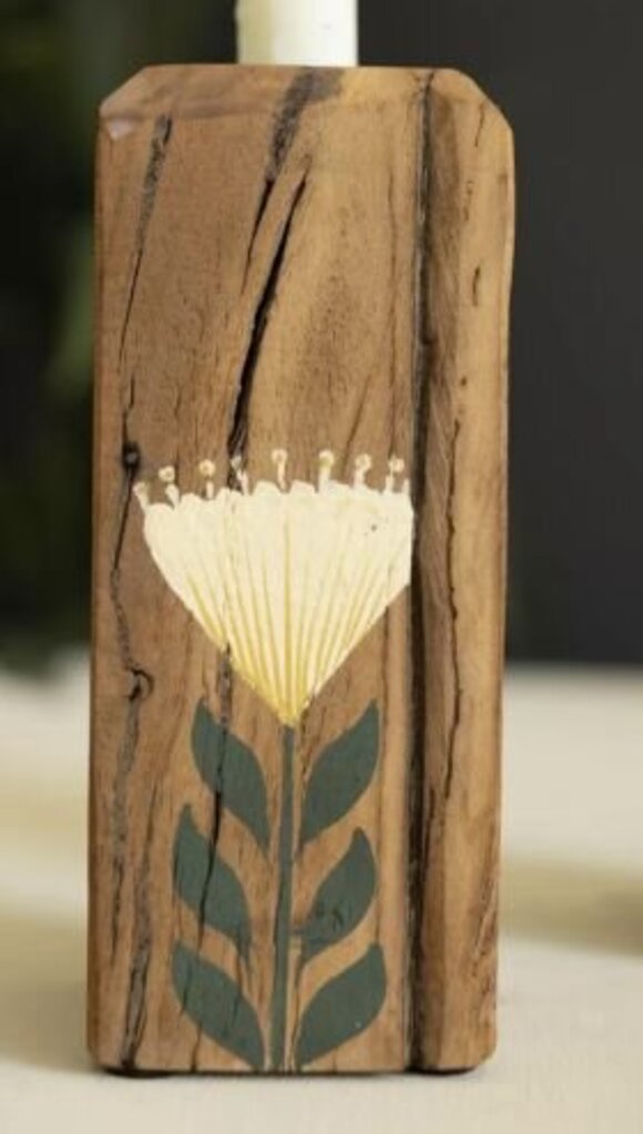 Recycled Wood Painted Candle Holder