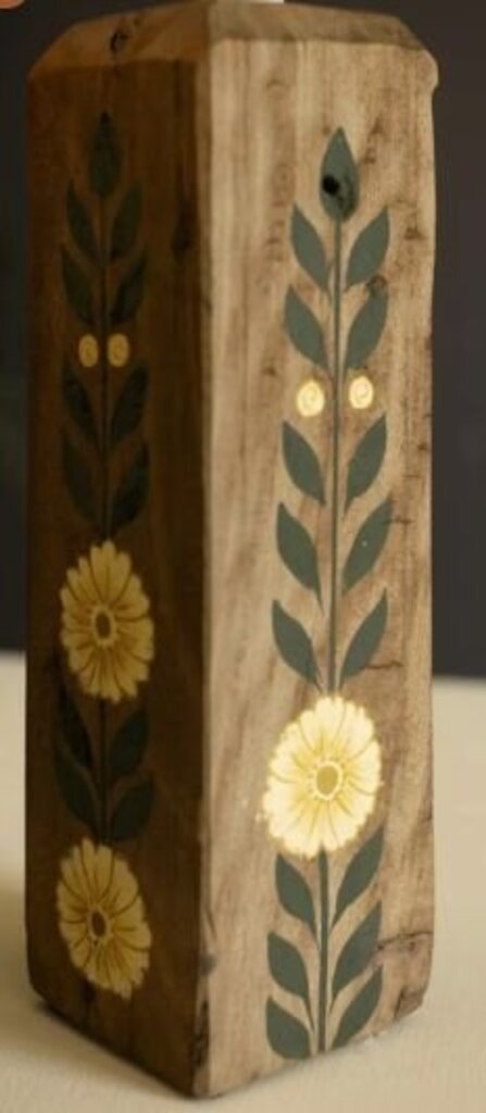 Recycled Wood Painted Candle Holder