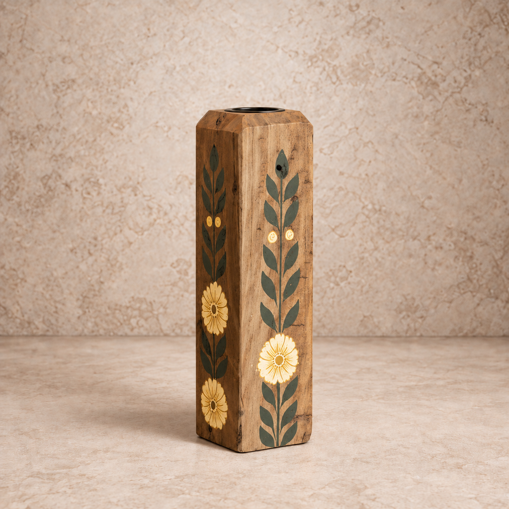 Recycled Wood Painted Candle Holder