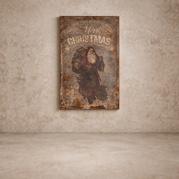 Metal "Merry Christmas" Santa Plaque