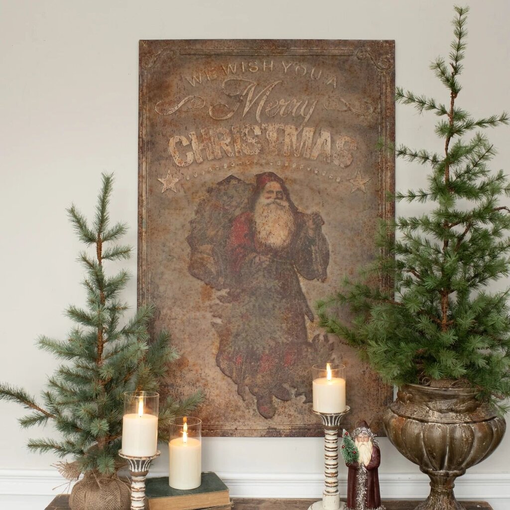 Metal "Merry Christmas" Santa Plaque