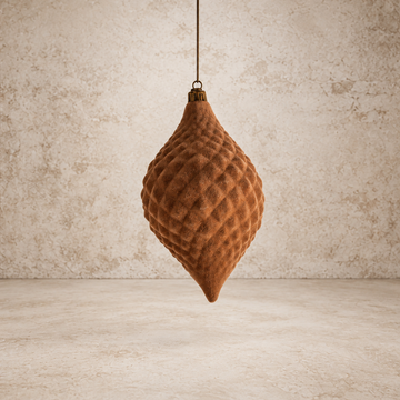 Brown Flocked Finial Ornament