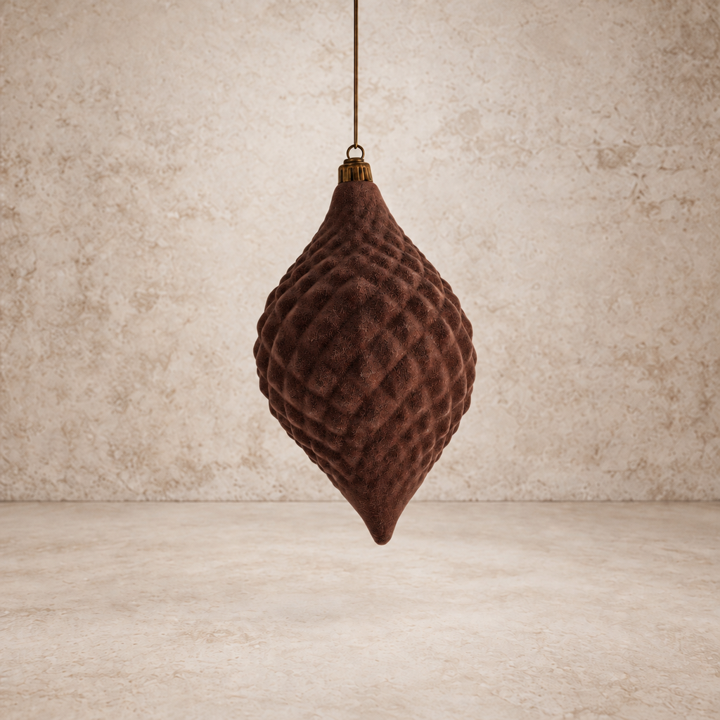 Dark Brown Flocked Finial Ornament