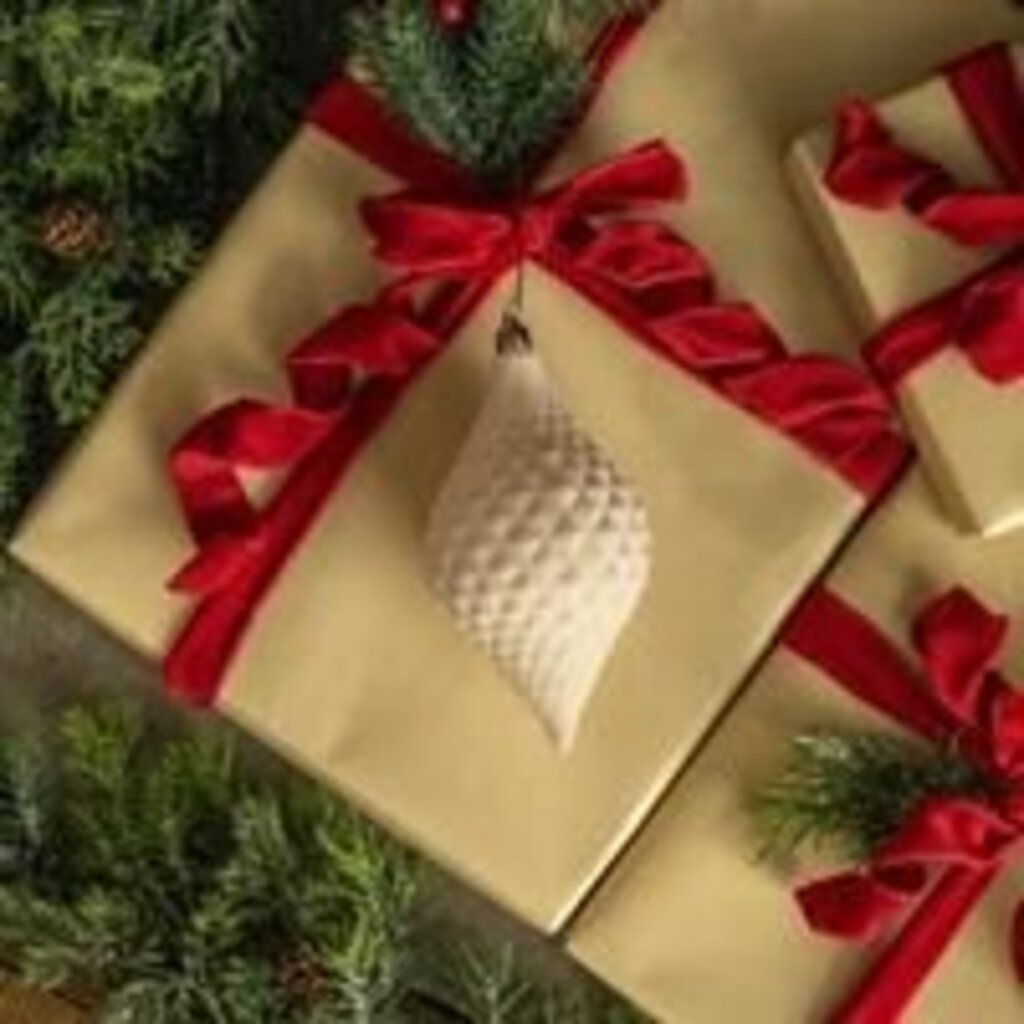 Cream Flocked Finial Ornament