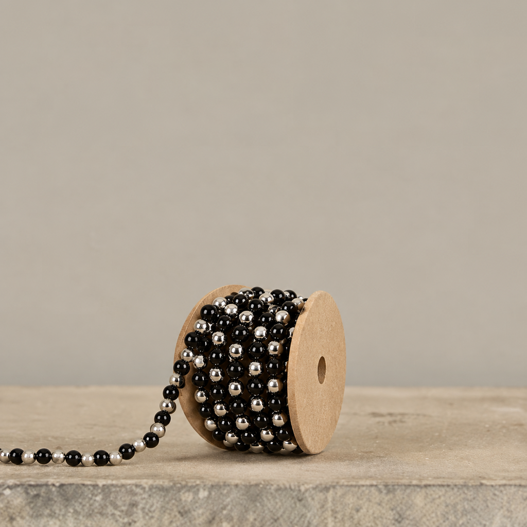 Black + Silver Mini Beaded Garland