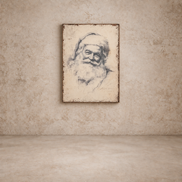 Vintage Santa Sketch Print Art