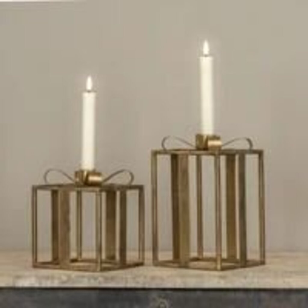 Gold Present Taper Candle Holder