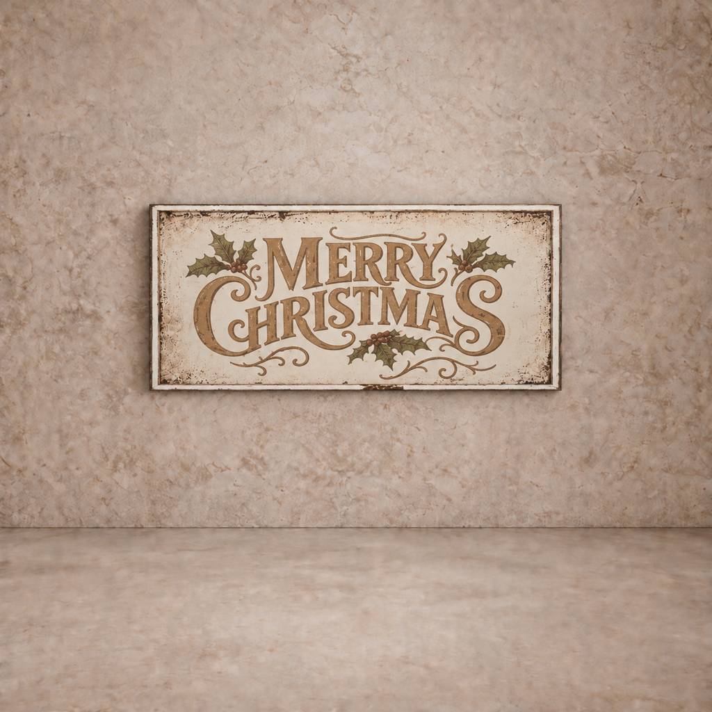 Gold + White Merry Christmas Sign