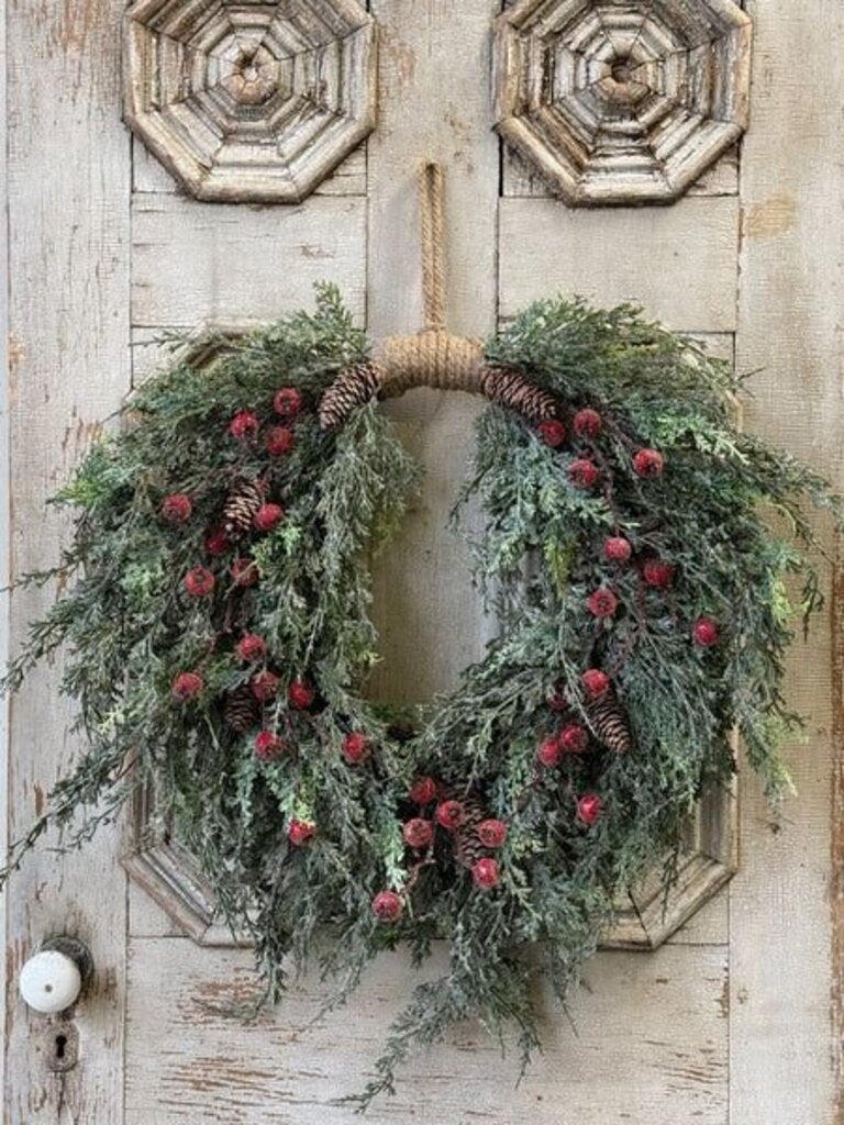 28" Shinning Balsam Berry Hanging Wreath
