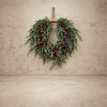 28" Shinning Balsam Berry Hanging Wreath