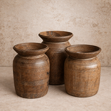 Authentic Dark Wooden Pot