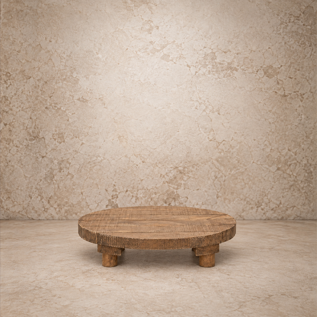 Pretty Stained Wood Round Riser