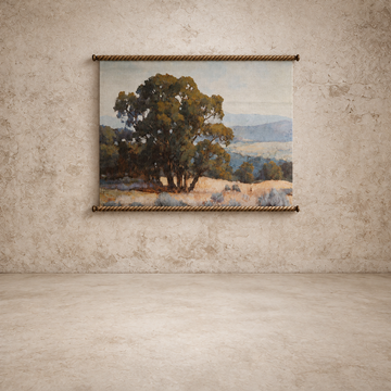 Carved Scroll Wood Canvas Landscape Art