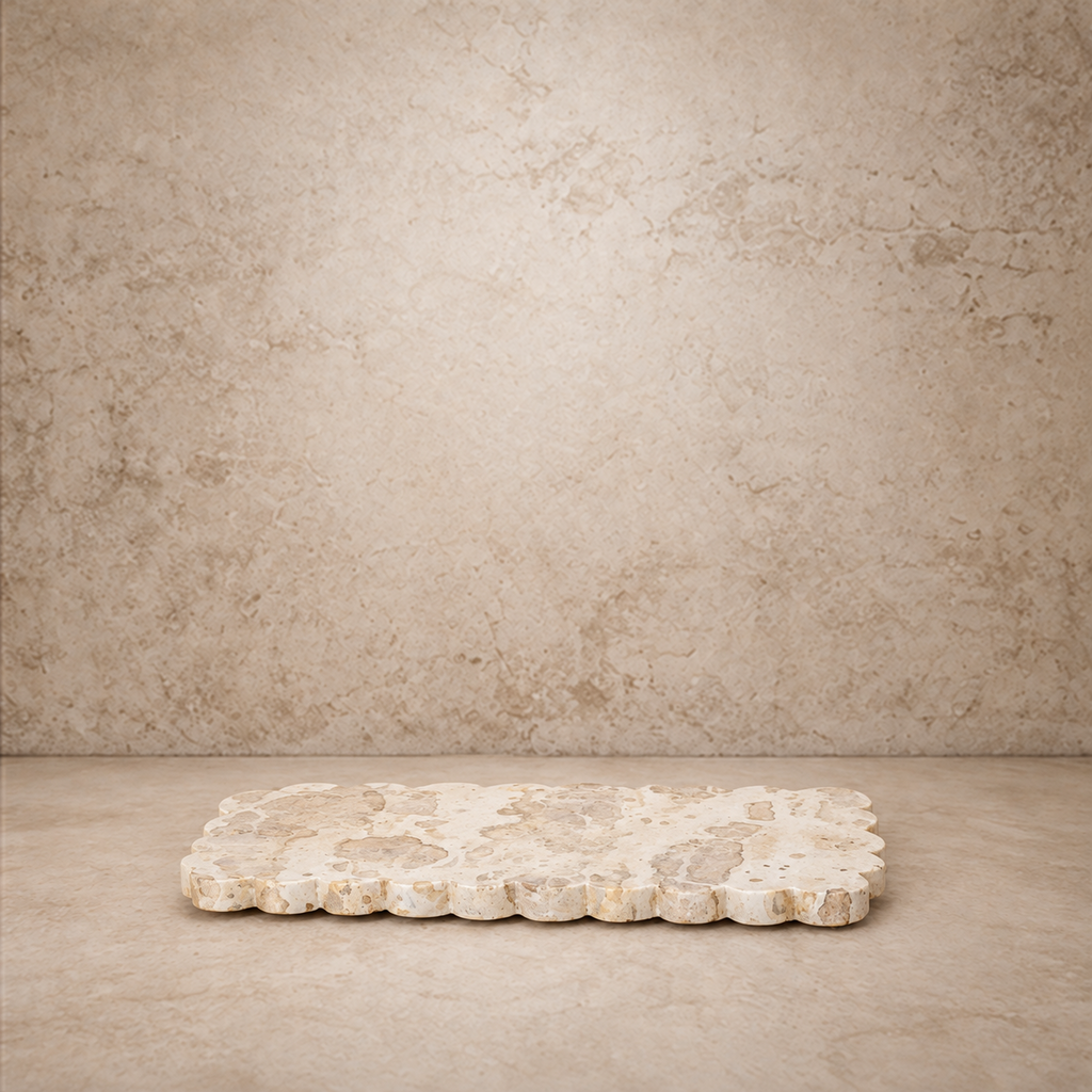 Scalloped Marble Raised Tray