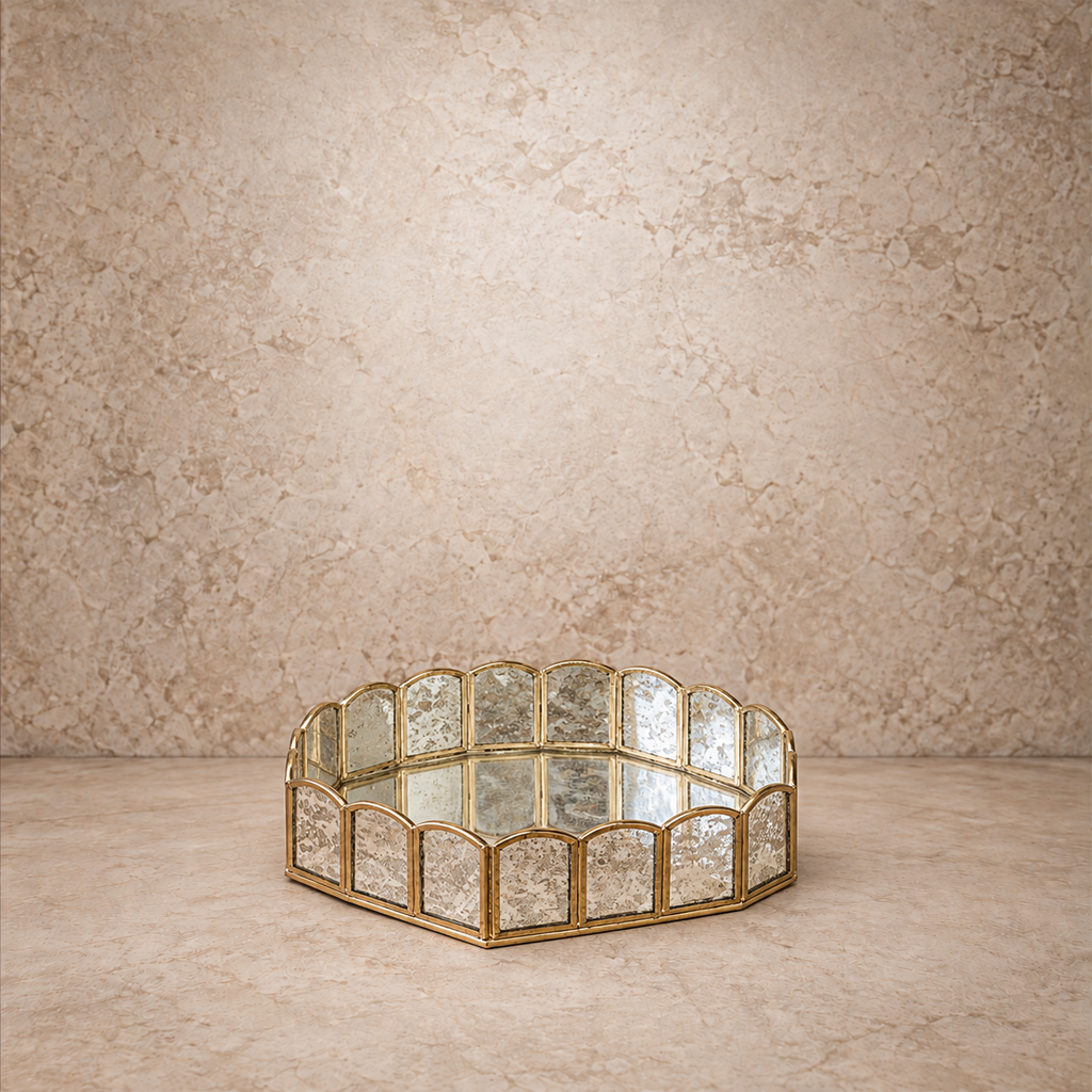 Brass & Glass Hexagon Tray